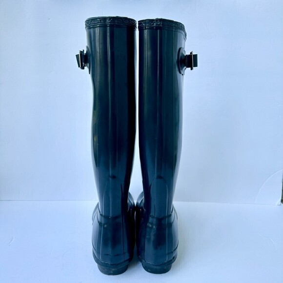 Hunter Boots Women's Original Tall Gloss Rain Boot Navy Size 7 - Picture 4 of 10